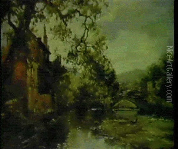 Le Vieux Pont A Mende Oil Painting - Maurice Levis