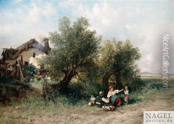 Bauernfamilie Bei Der Rast Oil Painting - Paul Boehm