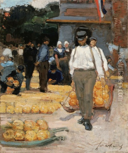 Marche Aux Fromages En Hollande Oil Painting - Frantz Charlet