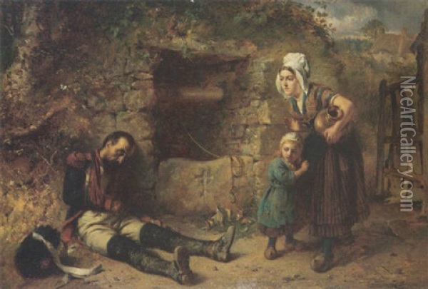 The Wounded Soldier Oil Painting - Edward Charles Barnes
