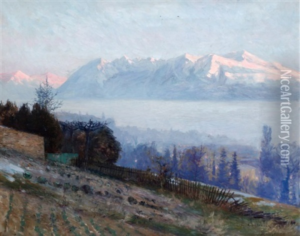 Utsikt Mot Alperna, Lausanne Oil Painting - Gottfried Kallstenius