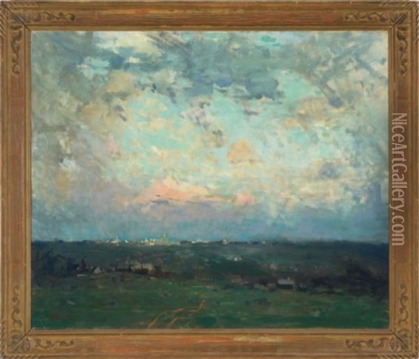 Distant View Of Boston Oil Painting - Arthur Clifton Goodwin