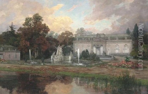 Schlos Benrath. Blick Auf Das Corps De Logis Oil Painting - Theodor Groll