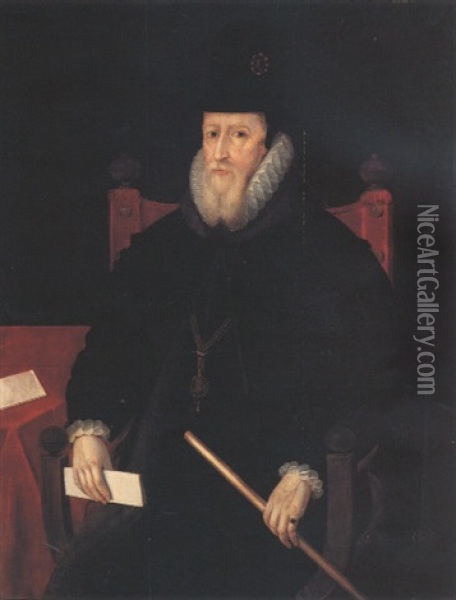 Portrait Of William Cecil, Lord Of Burghley Oil Painting - Marcus Gerards the Younger