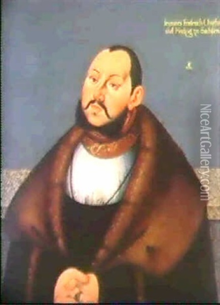 Brustportrat Des Kurfursten Johann Friedrich Von Sachsen Oil Painting - Lucas Cranach the Elder