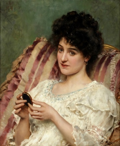 Portrait Of A Lady Oil Painting - Leo A. Malempre