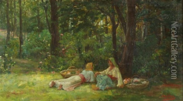 Picnic Under The Trees Oil Painting - Jean Neylies