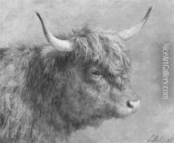 A Bull Oil Painting - Louis Bosworth Hurt