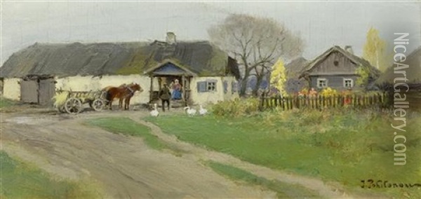 Bauernhof Oil Painting - Ivan Pavlovich Pokhitonov