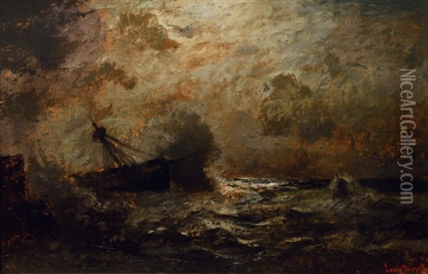 Moonlit Stormy Seas Oil Painting - Louis Douzette