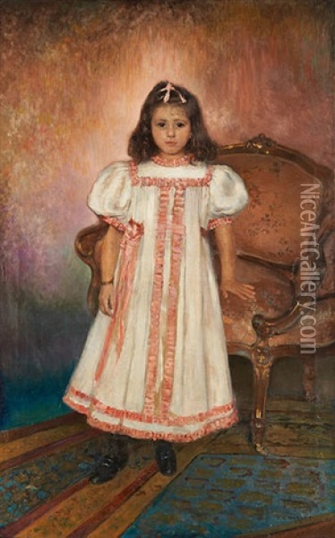Portrait De Jeune Fille Oil Painting - Frantz Charlet
