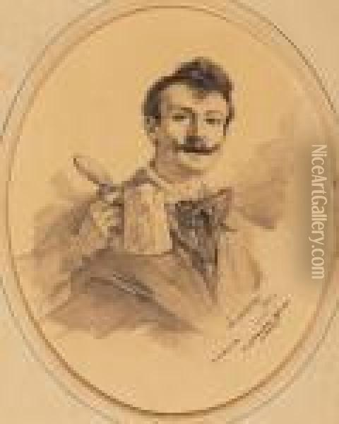 Self-portrait With Beer-pot Oil Painting - Philip Alexius De Laszlo