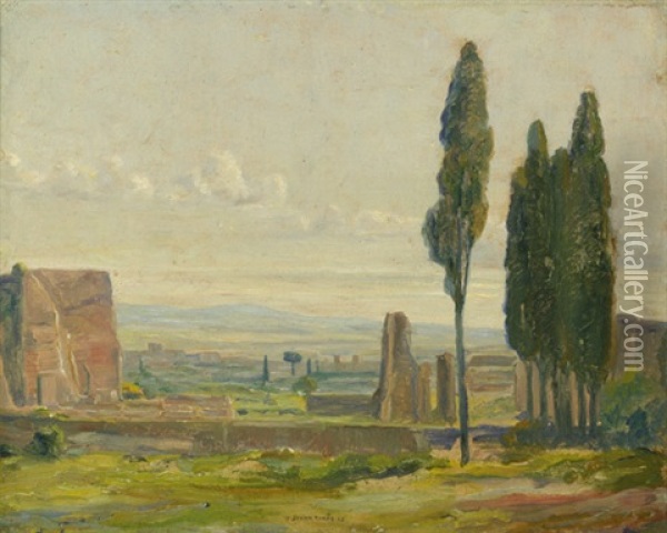 Landschaft In Der Romischen Campagna Oil Painting - Johan Rohde