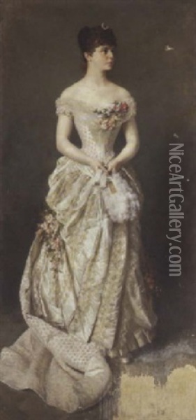 Prinzessin Elvira Von Bayern. Reichsgrafin Von Wrbna Und Freudental Oil Painting - Friedrich August von Kaulbach