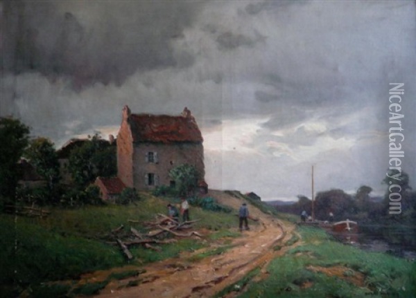 Au Bord Du Canal Oil Painting - Daniel Duchemin