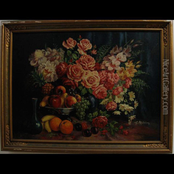 Still Life - Fruit And Flowers Oil Painting - Elly Arnheim