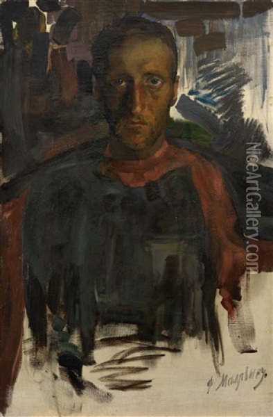 Portrait Of A Man, Possibly The Poet Nikolai Gumilev Oil Painting - Filip Malyavin