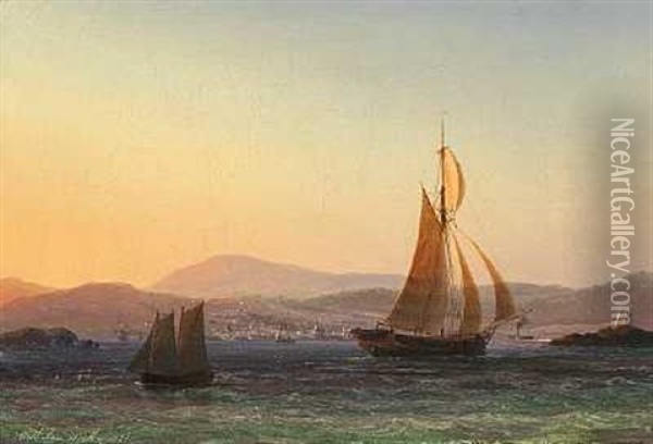 Indsejlingen Til Christiansted, Skt. Thomas Oil Painting - Vilhelm Melbye