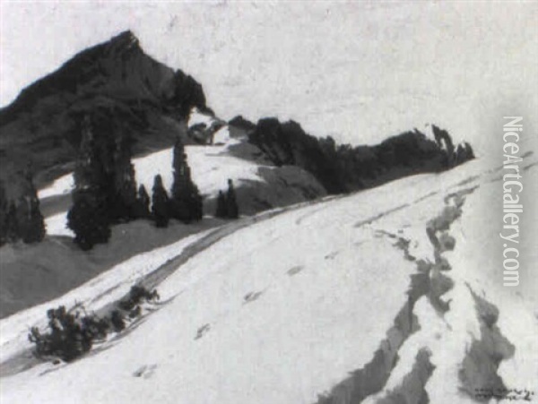 Alpspitze, Zugspitze, Kreuzeck Oil Painting - Hans Maurus