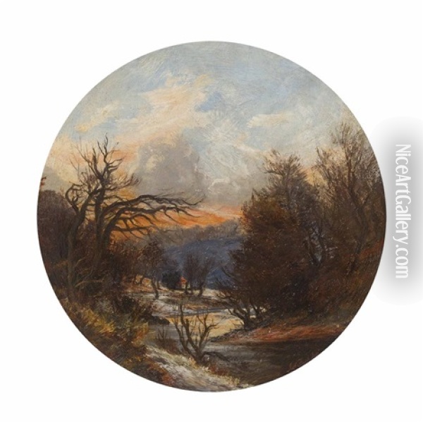 A Winter Afternoon On The Avon Near Hamilton Oil Painting - James Faed the Younger