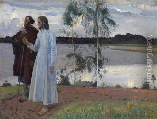 Wayfarers. Beyond The Volga Oil Painting - Mikhail Vasilievich Nesterov