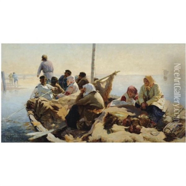 On The River Oka Oil Painting - Abram Efimovich Arkhipov