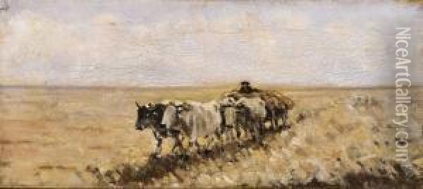 Landscape With Ox-drawn Wagon Oil Painting - Nicolae Grigorescu