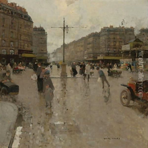 Avenue De La Republique, Paris Oil Painting - Luigi Loir