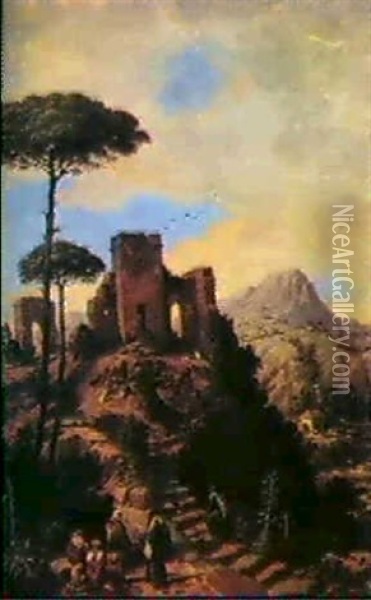 Pelerins Dans La Montagne Oil Painting - Joaquin Becquer