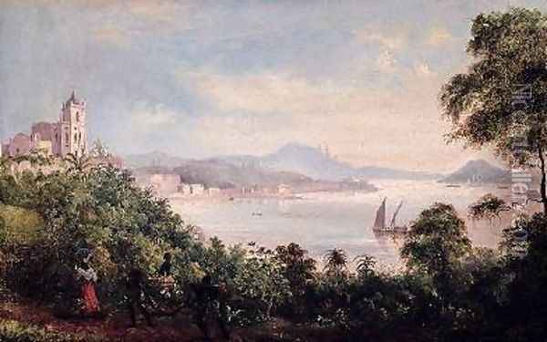 The city seen from the Church of Nossa Senhora da Gloria de Outeiro 1847 Oil Painting - Raymond Auguste Quinsac Monvoisin