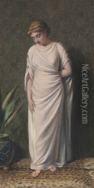 A Classical Beauty Oil Painting - Albert Joseph Moore