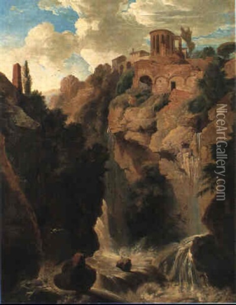 Ansicht Der Wasserfalle Von Tivoli Oil Painting - Carl Blechen