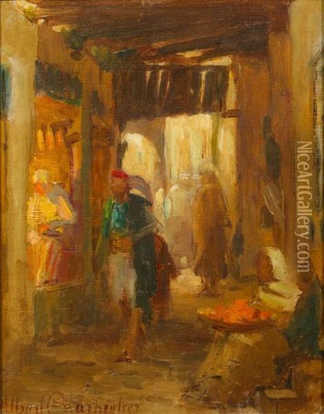 Souk A Tunis Oil Painting - Albert Charpentier