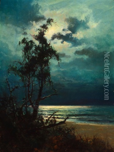 Moonlight Reflections Oil Painting - Sydney Mortimer Laurence