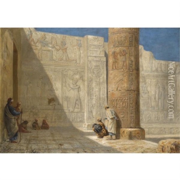 The Temple Of Seti I, Abydos Oil Painting - Ernest Karl Eugen Koerner