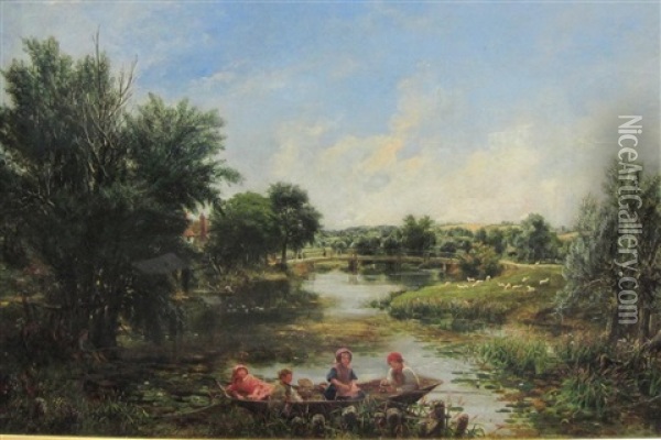 Stoke Bridge On The Arun Oil Painting - George William Mote