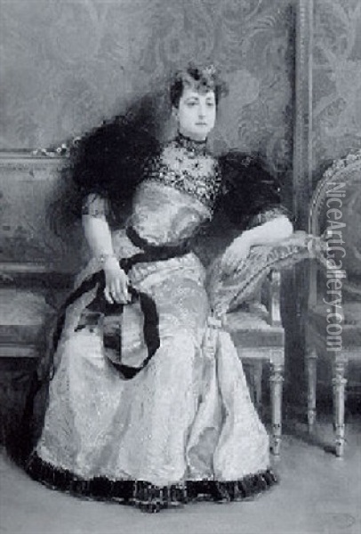 Portrait Of A Seated Lady Oil Painting - Frantisek Dvorak