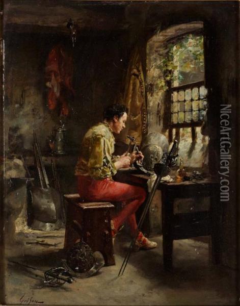 Le Reparateur D'armes Oil Painting - Francois Adolphe Grison