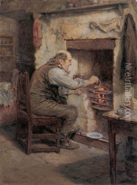 The Bachelor Oil Painting - Ralph Hedley