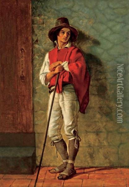 Italian Peasant Oil Painting - Thomas Hicks