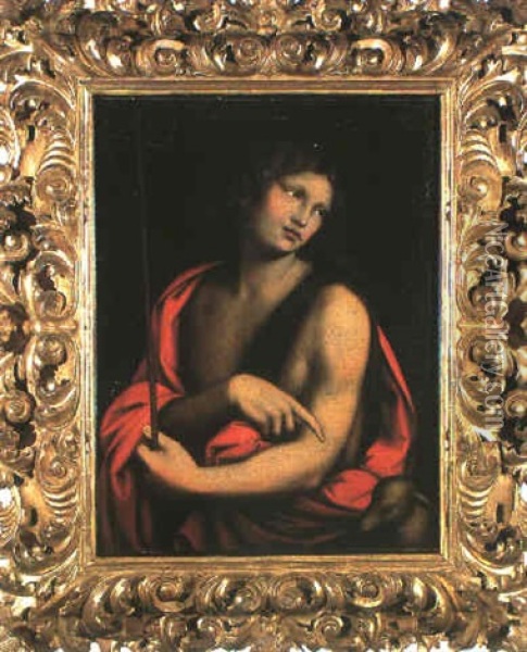 Halbfigurenbild Des Hl. Johannes Des Taufers (uber Seine    Rechte Schulter Ist Ein Roter Mantel Gelegt...) Oil Painting -  Giampietrino