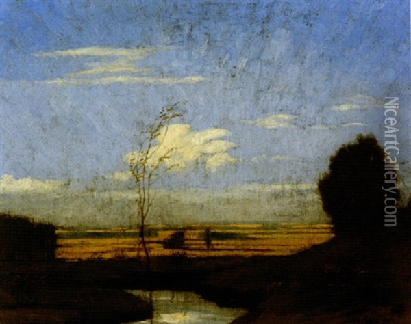 Herbstliche Landschaft Mit Kleinem Tumpel Oil Painting - Julius Kurz