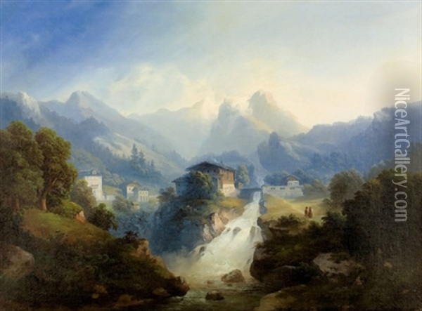 Der Wasserfall Von Bad Gastein Oil Painting - Franz Barbarini