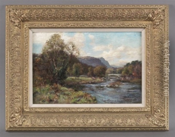 Bridging A Gentle River Oil Painting - Richard Gay Somerset