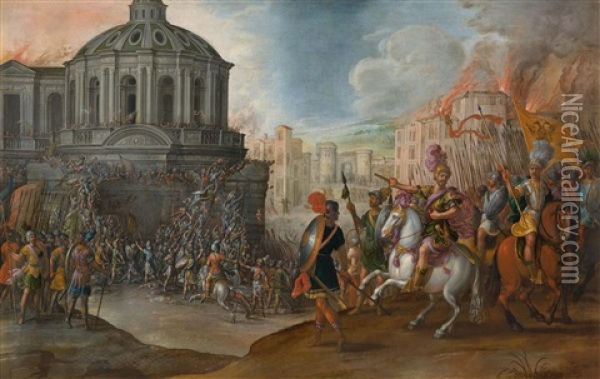 The Capture Of An Ancient City Oil Painting - Juan de LaCorte