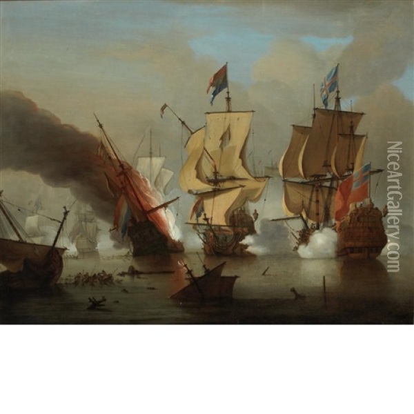 The Battle Of Texel Oil Painting - Peter Monamy