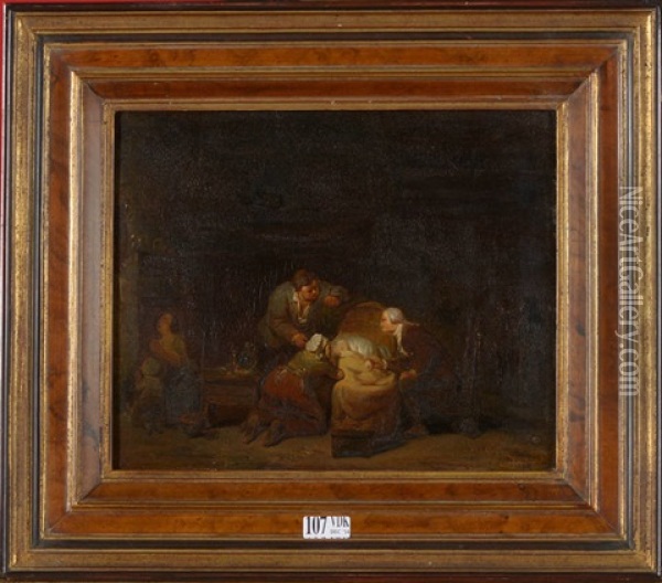 Au Chevet De L'enfant Oil Painting - David Joseph Bles