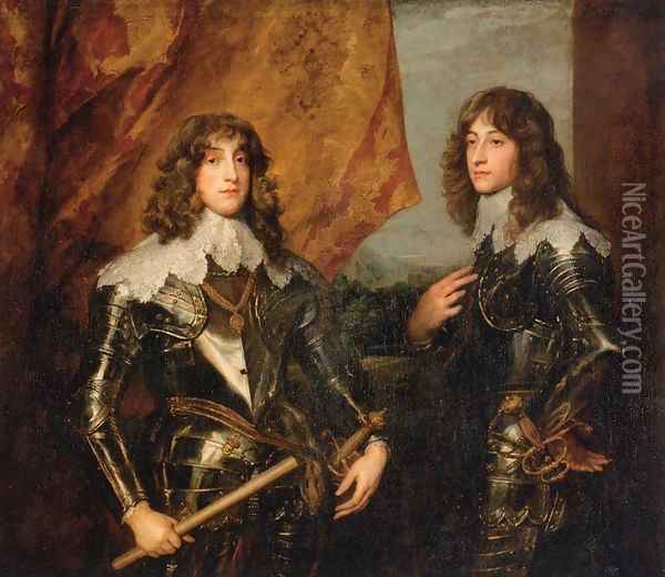 Portrait of the Princes Palatine Charles-Louis I and his Brother Robert Oil Painting - Sir Anthony Van Dyck