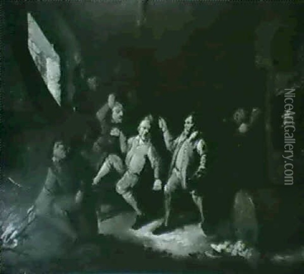 Peasants Fighting In An Interior Oil Painting - Egbert van Heemskerck the Elder