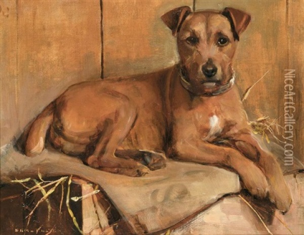 "bruiser", A Terrier Oil Painting - Samuel Fulton